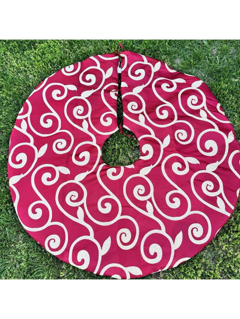 Christmas Tree Skirt Rodeo Home Large Red Gold Holiday 53in